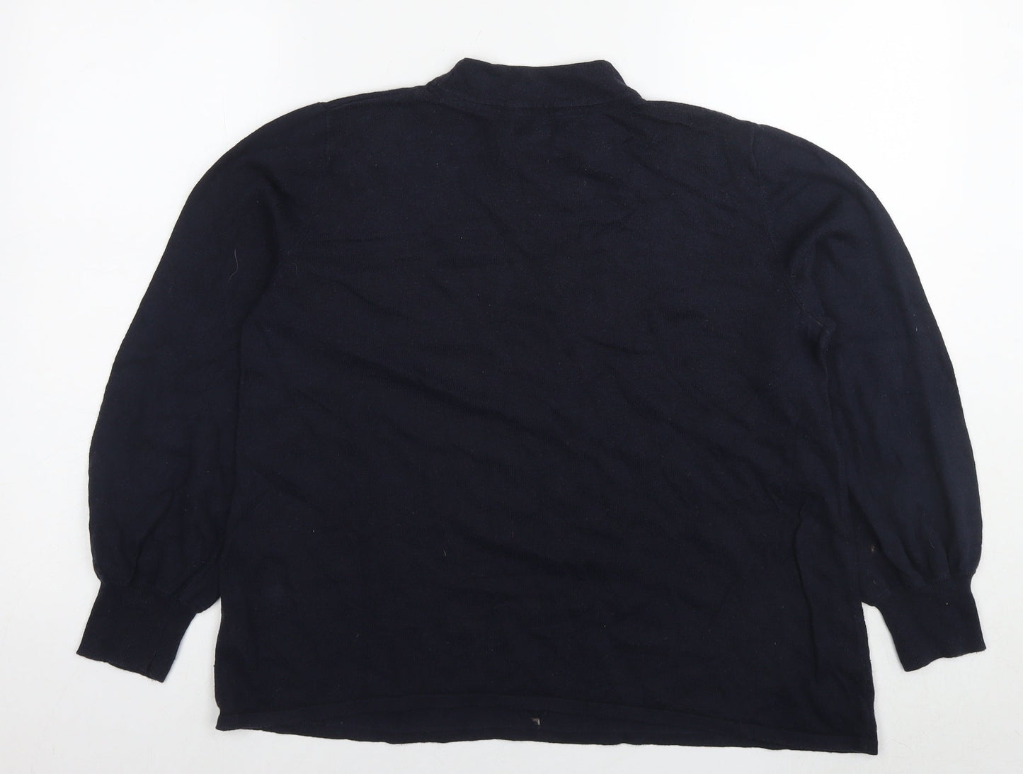Monsoon Womens Blue Round Neck Cotton Pullover Jumper Size 16 - Flowers