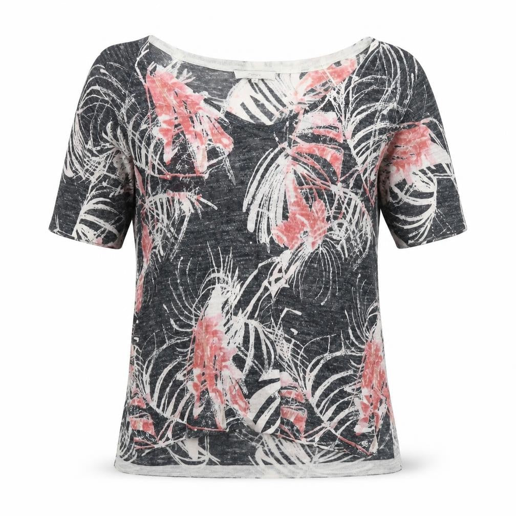 NEXT Womens Grey Floral Acrylic Basic T-Shirt Size 6 Round Neck