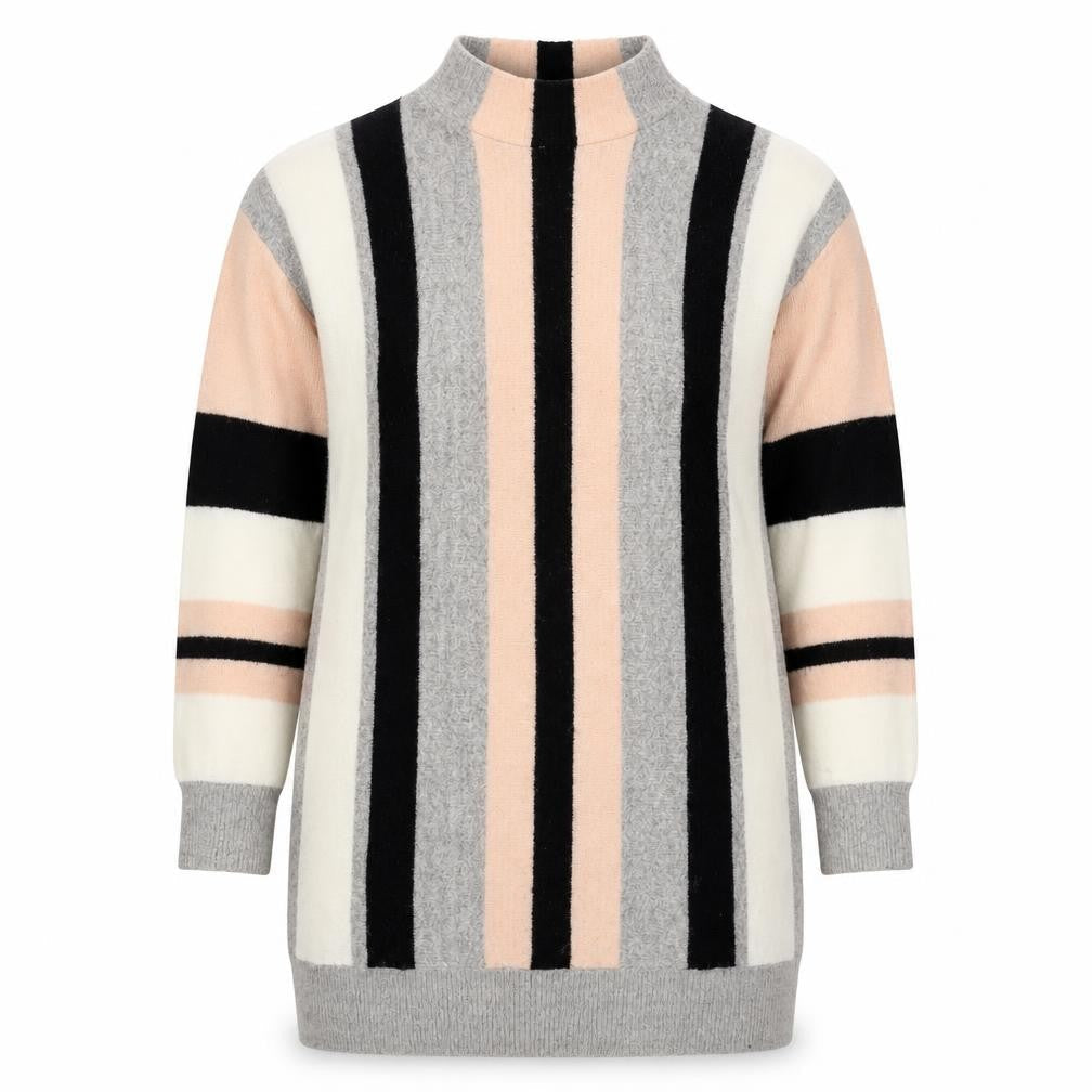 Wallis Womens Multicoloured Round Neck Striped Acrylic Tunic Jumper Size S