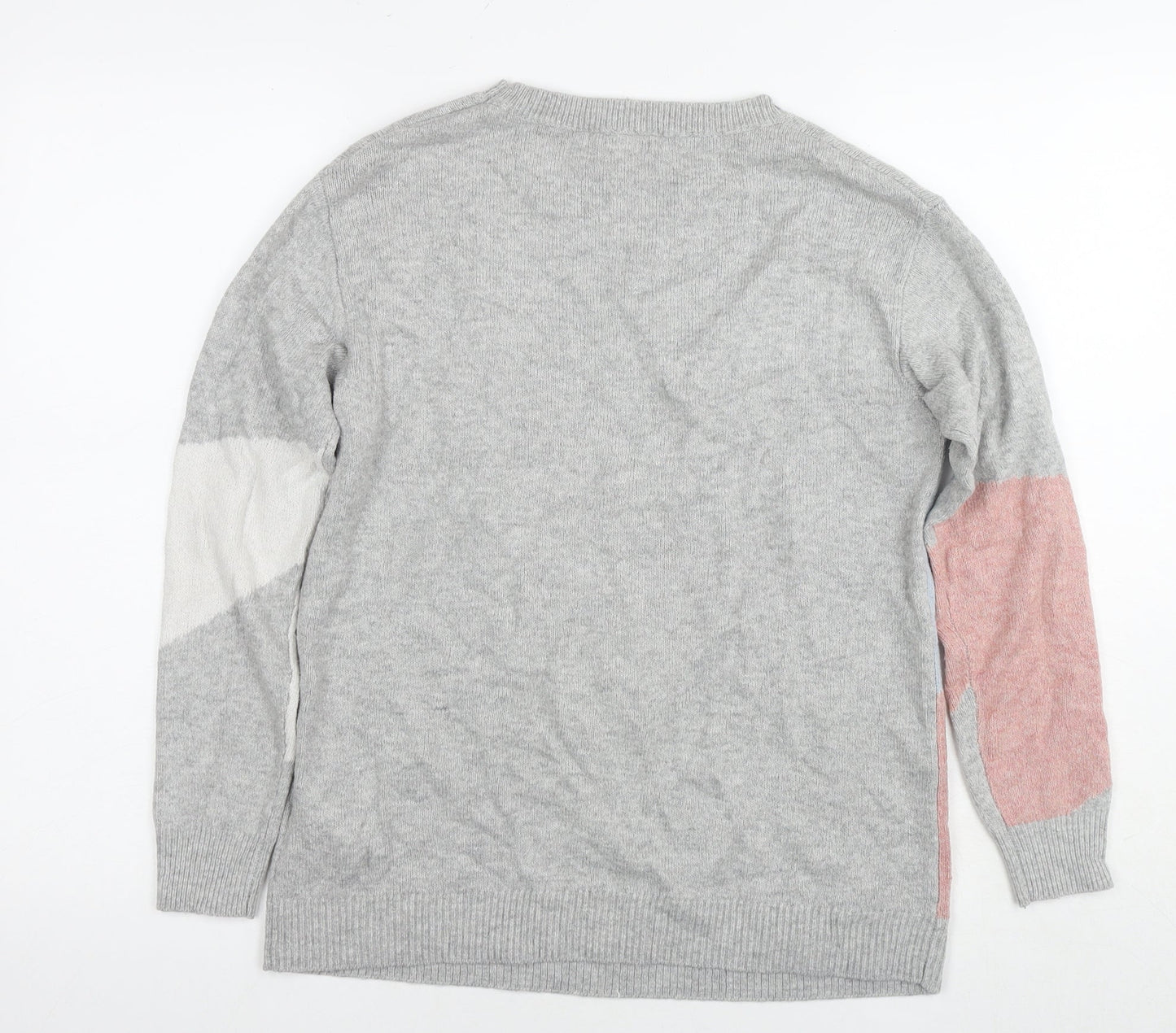 Monsoon Womens Grey Round Neck Geometric Acrylic Pullover Jumper Size S