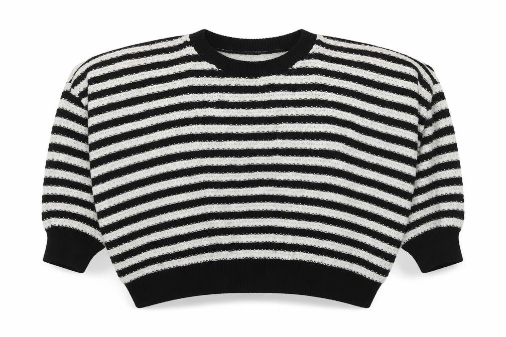 Cameo Rose Womens Black Round Neck Striped Acrylic Pullover Jumper Size M