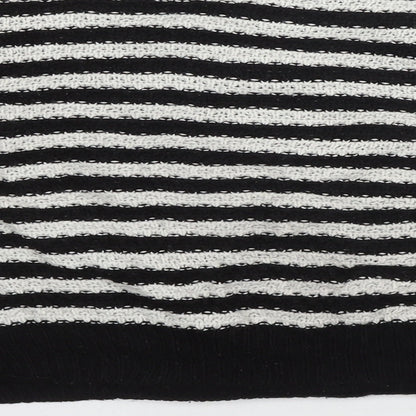 Cameo Rose Womens Black Round Neck Striped Acrylic Pullover Jumper Size M