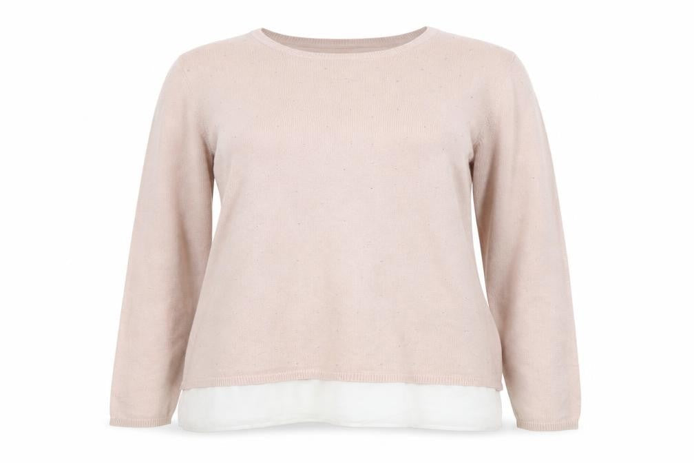 Woman Womens Pink Round Neck Polyamide Pullover Jumper Size L - Sequin Detail