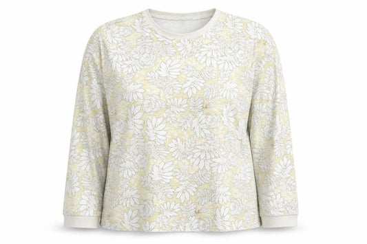 N.B.S Womens Yellow Floral Cotton Basic T-Shirt Size M Round Neck