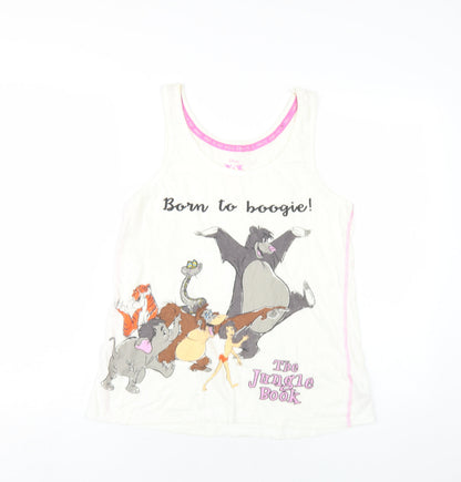 Preloved Disney Womens Ivory Cotton Basic Tank Size 6 Scoop Neck - Jungle Book - Front