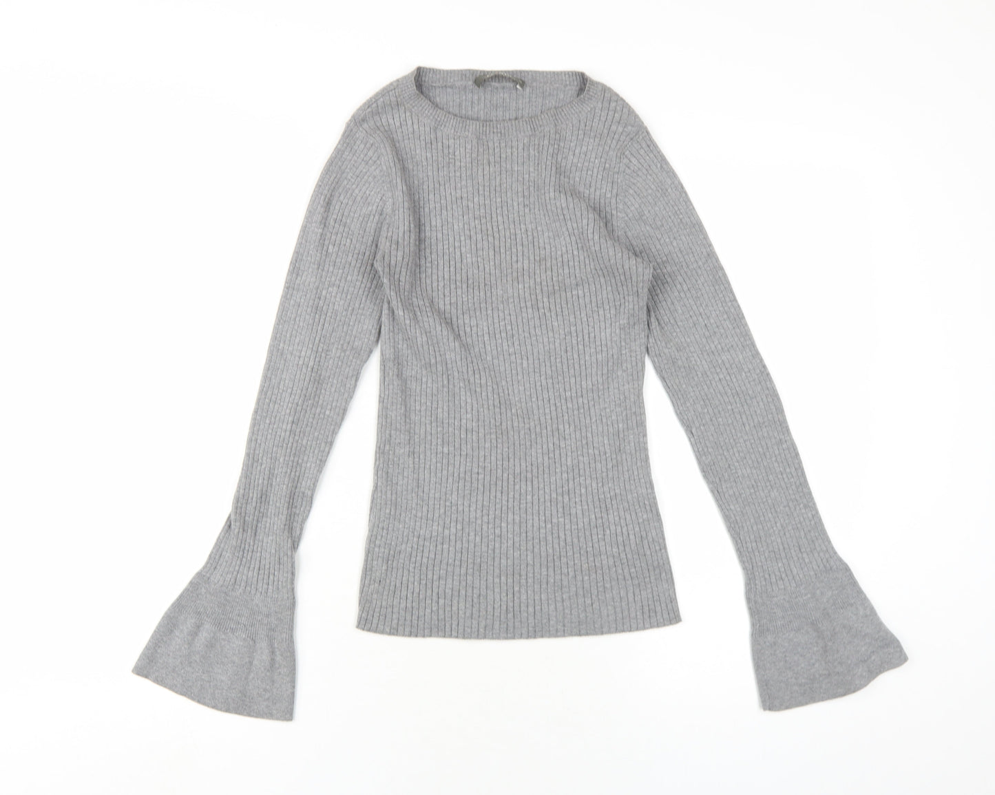 Oasis Womens Grey Cotton Basic T-Shirt Size XS Round Neck