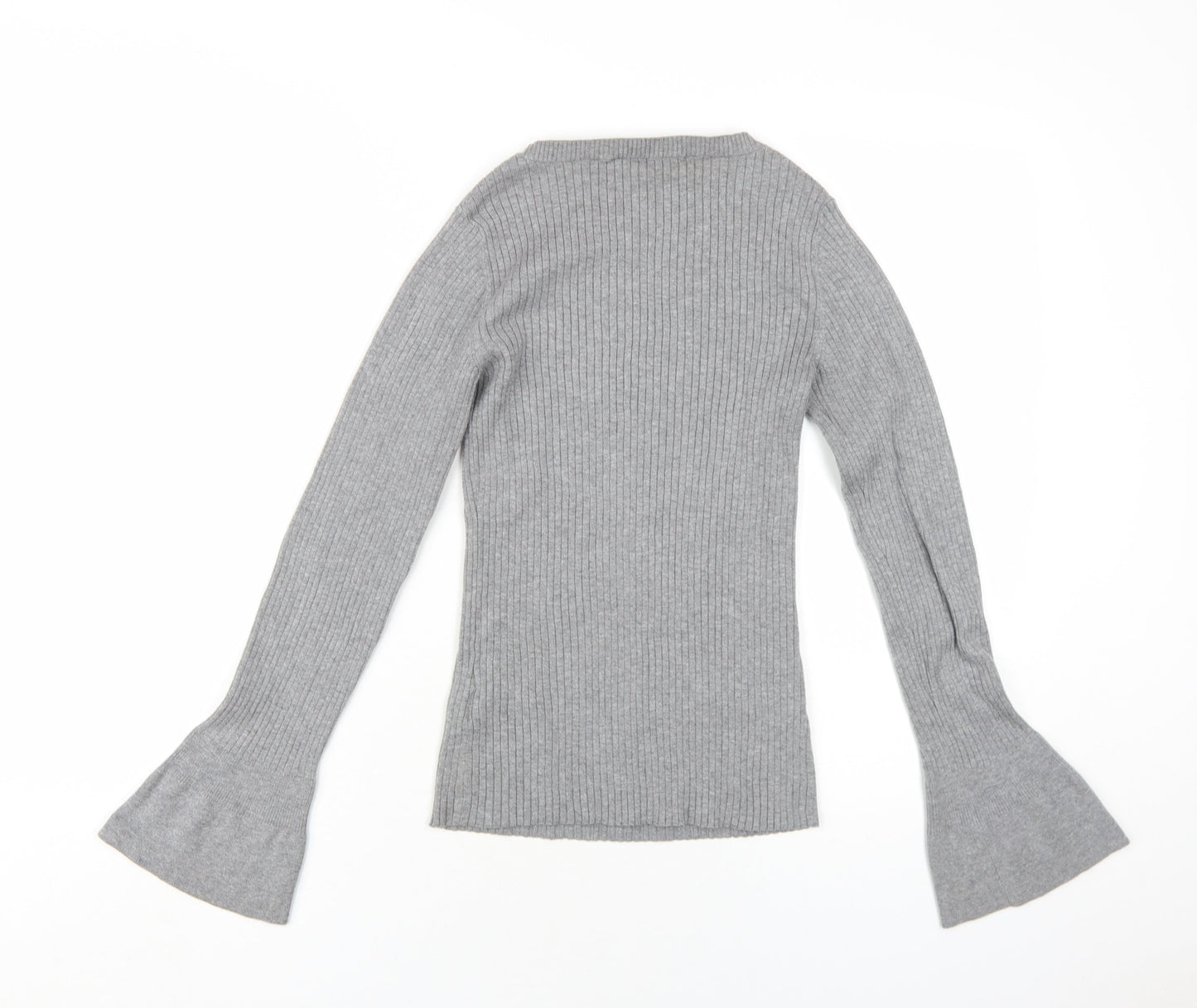 Oasis Womens Grey Cotton Basic T-Shirt Size XS Round Neck