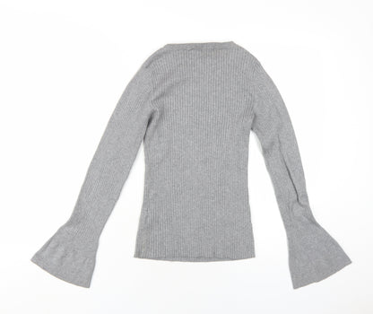 Oasis Womens Grey Cotton Basic T-Shirt Size XS Round Neck