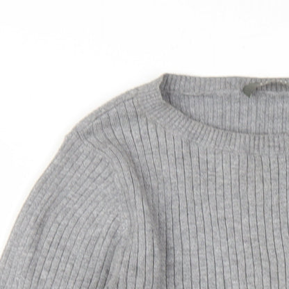 Oasis Womens Grey Cotton Basic T-Shirt Size XS Round Neck