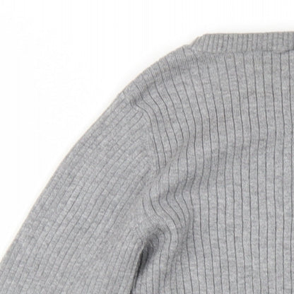 Oasis Womens Grey Cotton Basic T-Shirt Size XS Round Neck