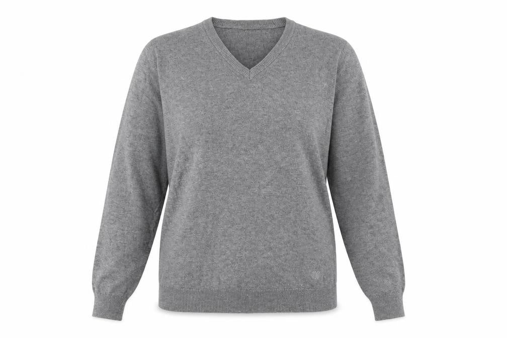 Palm Grove Womens Grey V-Neck Cotton Pullover Jumper Size 8