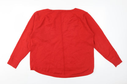 Back view of French Connection women’s red round neck acrylic jumper, size M
