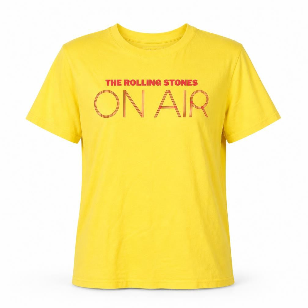 The Rolling Stones Womens Yellow Cotton Basic T-Shirt Size M Round Neck - The Rolling Stones On Air