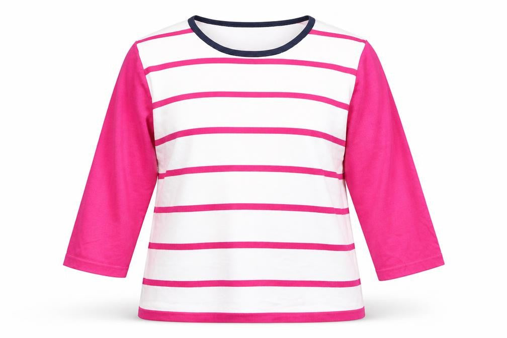 Paramour Womens Pink Round Neck Striped Viscose Pullover Jumper Size XL