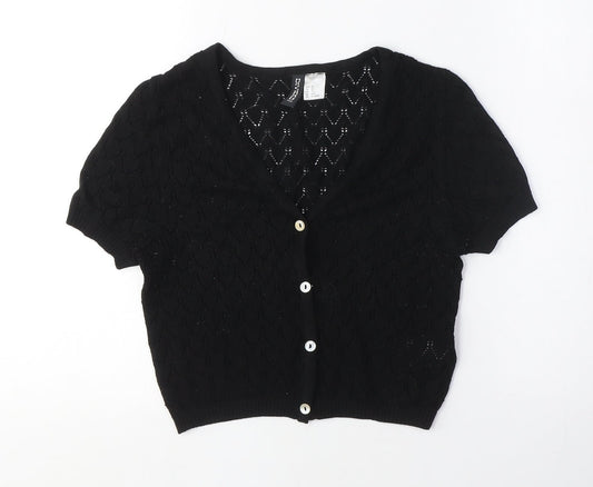 Divided Womens Black V-Neck Viscose Cardigan Jumper Size XS