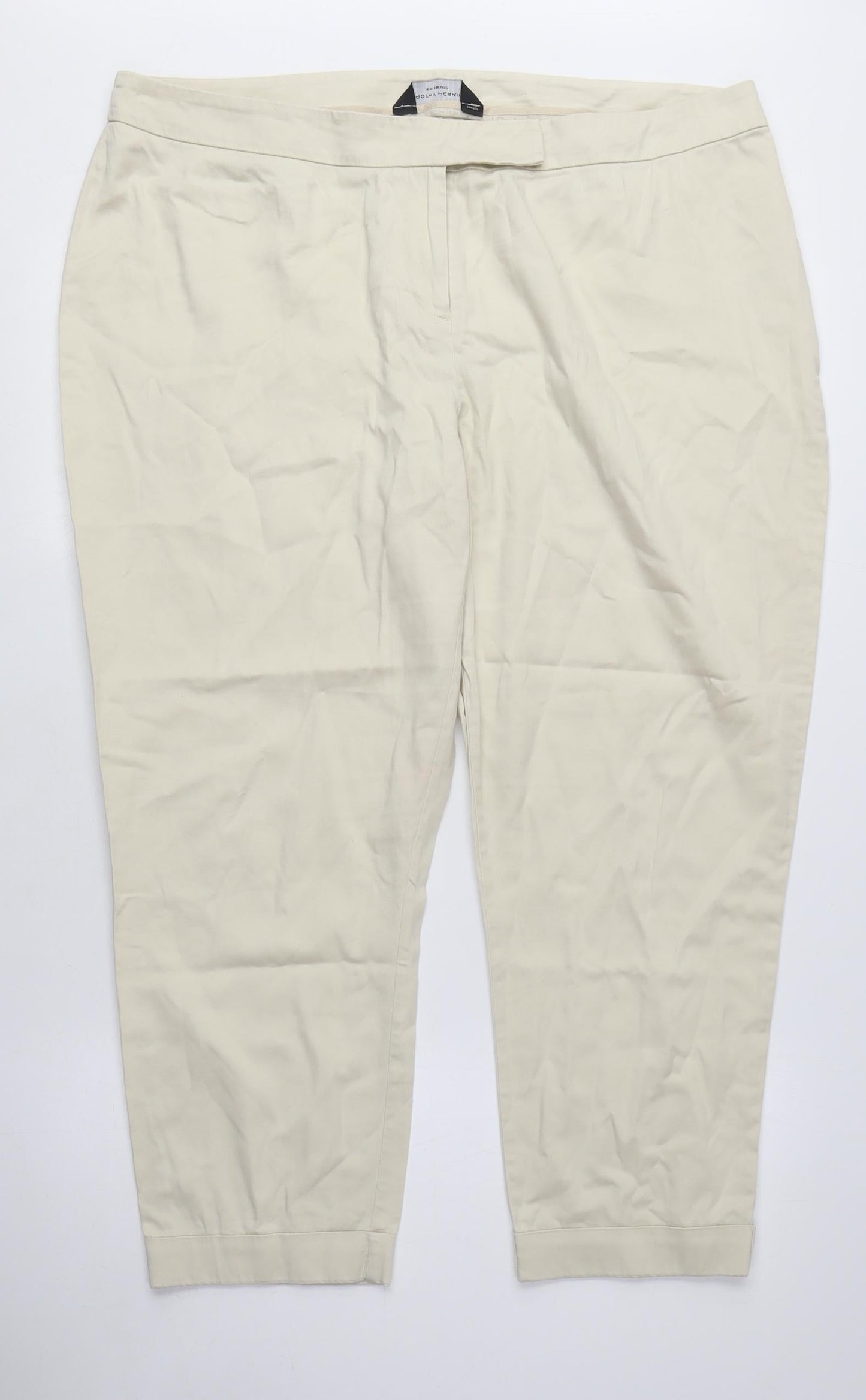 Dorothy Perkins Womens Beige Cotton Chino Trousers Size 18 L25 in Regular Zip