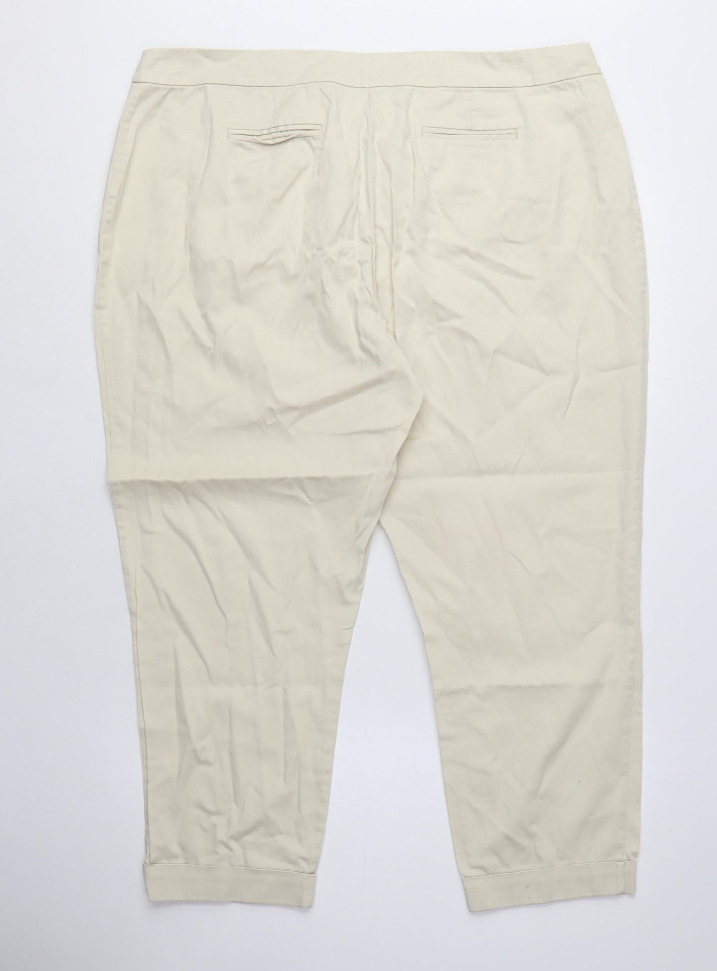 Dorothy Perkins Womens Beige Cotton Chino Trousers Size 18 L25 in Regular Zip