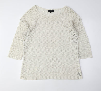 Next Womens Beige Crew Neck Polyester Pullover Jumper Size 16