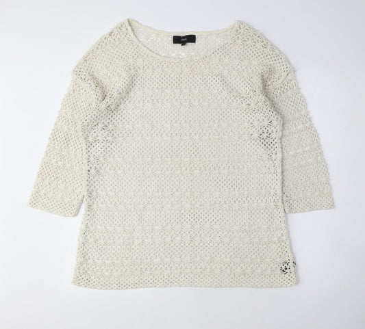 NEXT Womens Beige Crew Neck Polyester Pullover Jumper Size 16