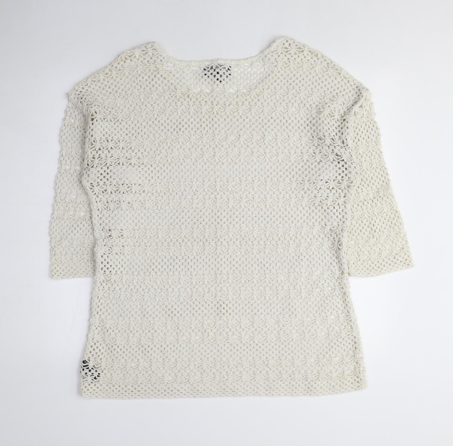 NEXT Womens Beige Crew Neck Polyester Pullover Jumper Size 16