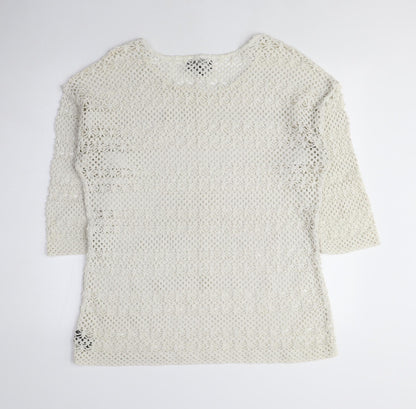 Next Womens Beige Crew Neck Polyester Pullover Jumper Size 16