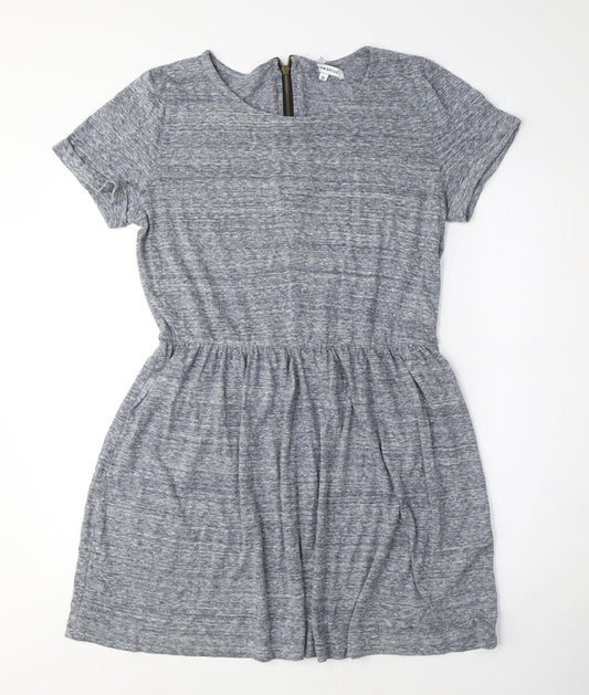 Glamorous Womens Grey Viscose T-Shirt Dress Size 14 Crew Neck Zip