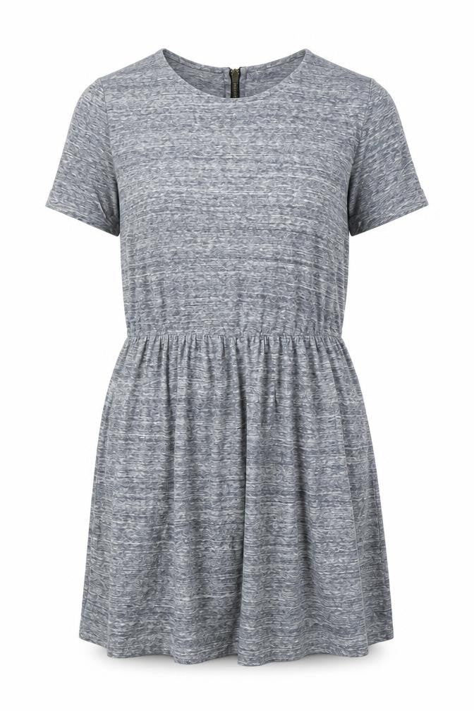 Glamorous Womens Grey Viscose T-Shirt Dress Size 14 Crew Neck Zip