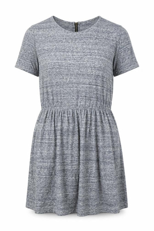 Glamorous Womens Grey Viscose T-Shirt Dress Size 14 Crew Neck Zip