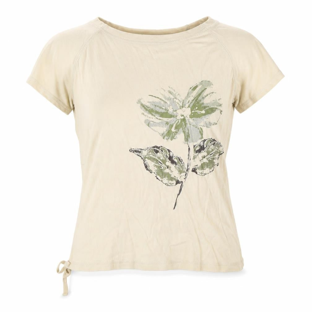 JFW Womens Beige Polyester Basic T-Shirt Size M Crew Neck - Flower