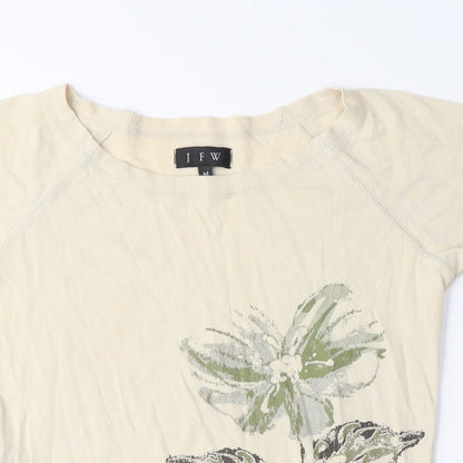 JFW Womens Beige Polyester Basic T-Shirt Size M Crew Neck - Flower