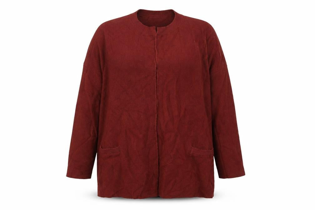 Alphabet Womens Red Crew Neck Viscose Cardigan Jumper Size M