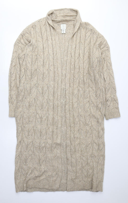 JOIE Womens Beige V-Neck Polyamide Cardigan Jumper Size M - Long Cardigan