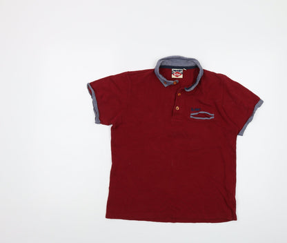 Additional front view of Lee Cooper boys’ red cotton basic polo, size 11-12, years collared button