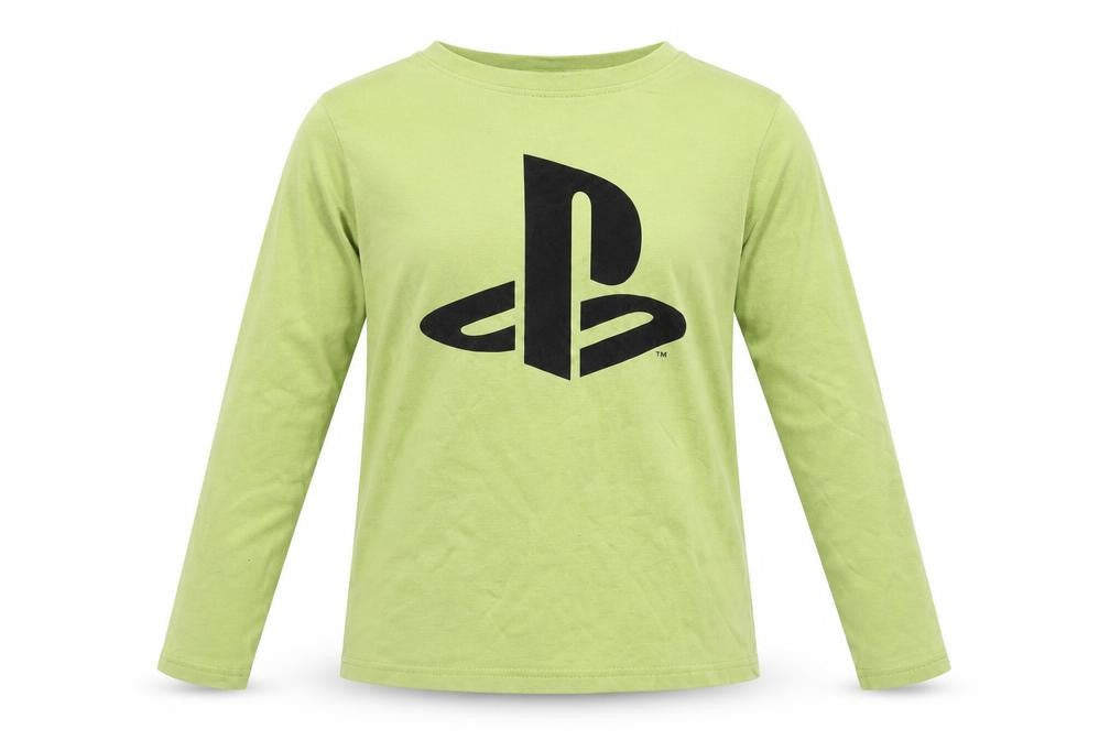 PlayStation Boys Green Cotton Basic T-Shirt Size 10-11 Years Crew Neck Pullover