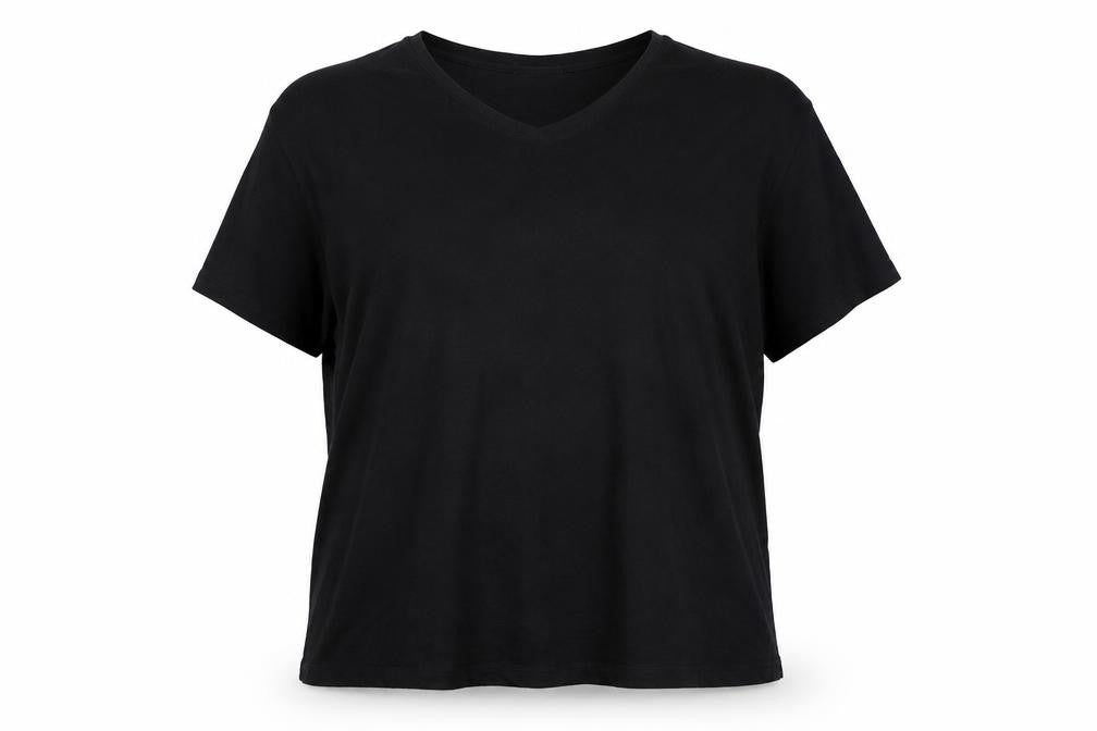 Karen Scott Womens Black Cotton Basic T-Shirt Size 2XL V-Neck
