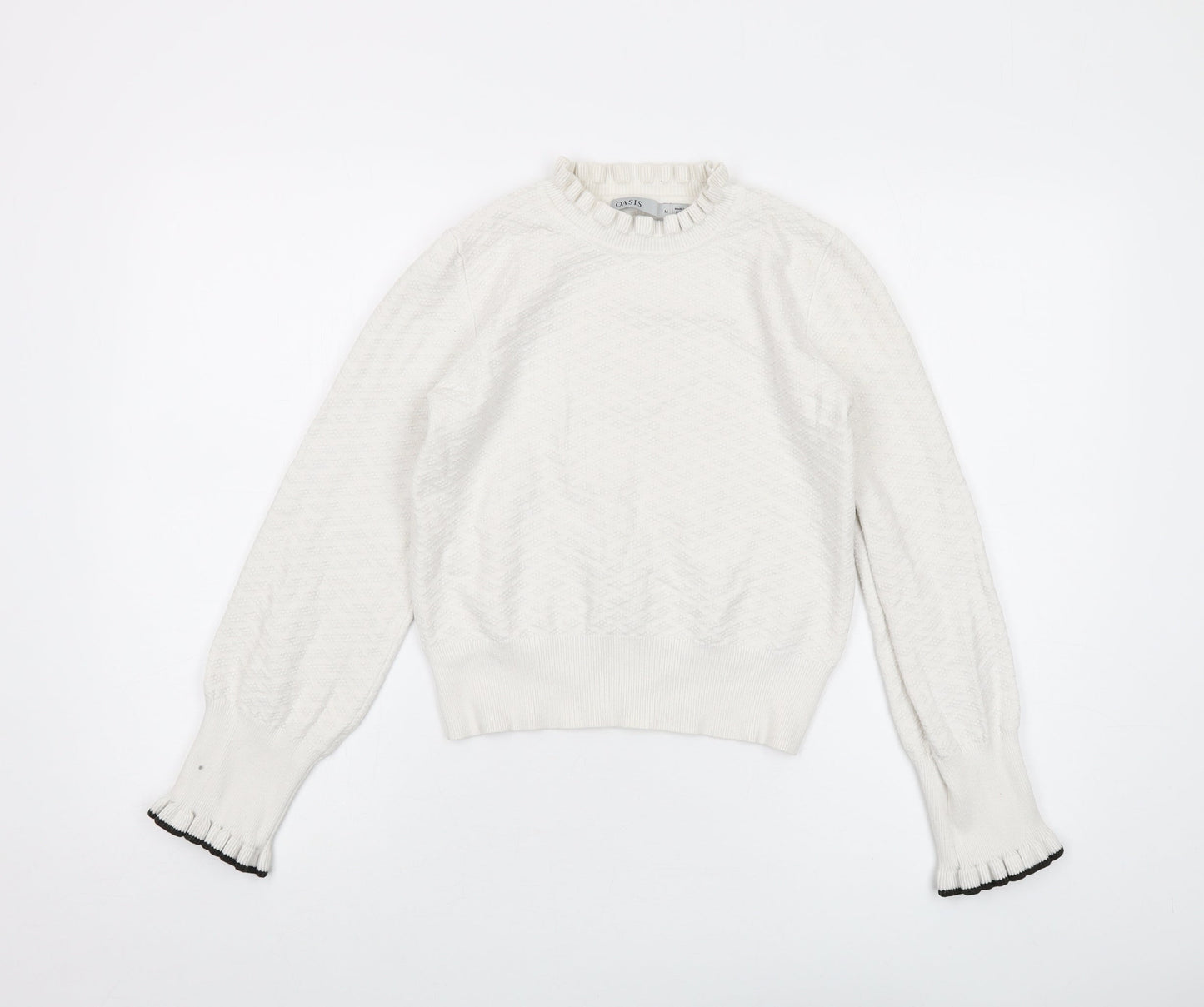 Oasis Womens White Mock Neck Viscose Pullover Jumper Size M