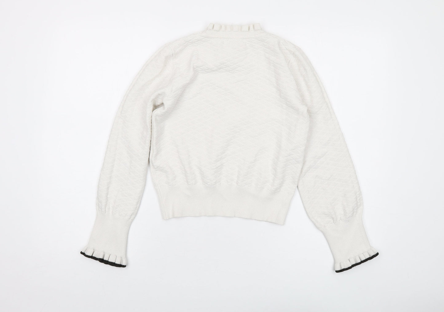 Oasis Womens White Mock Neck Viscose Pullover Jumper Size M