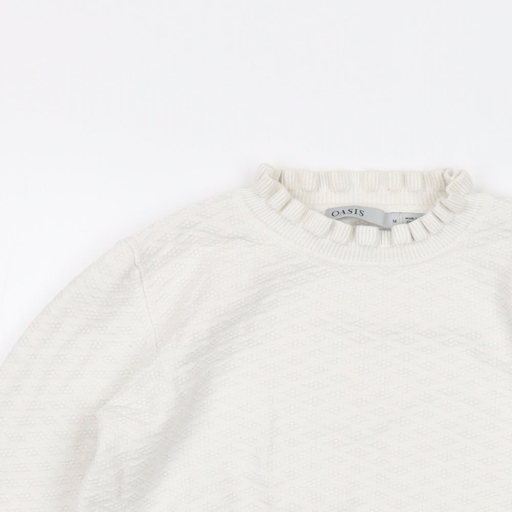 Oasis Womens White Mock Neck Viscose Pullover Jumper Size M