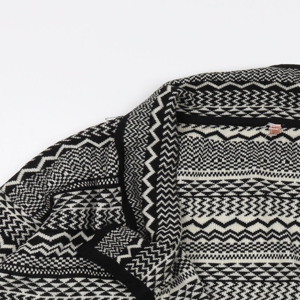 Sweewe Womens Black V-Neck Geometric Acrylic Cardigan Jumper Size M