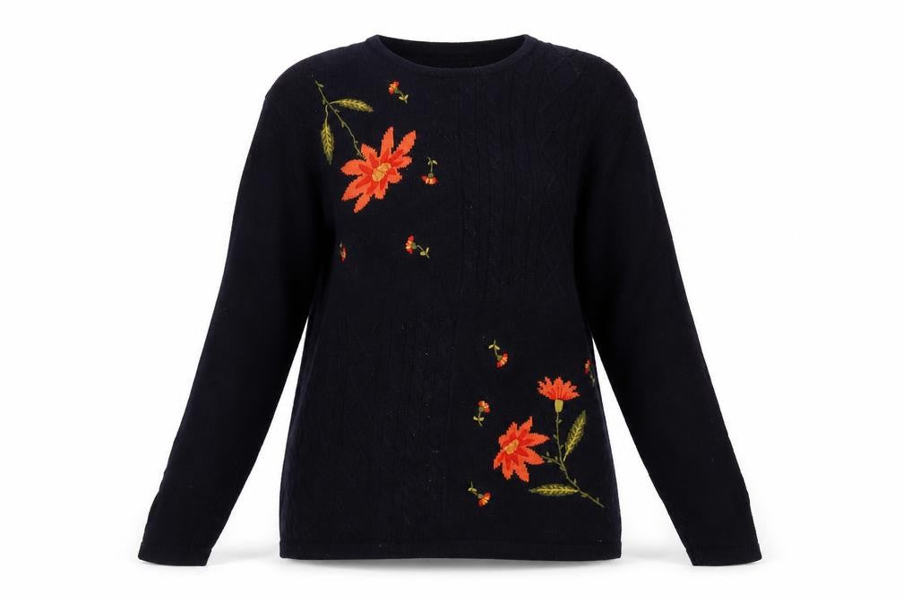 Jumper Womens Blue Crew Neck Cotton Pullover Jumper Size L
