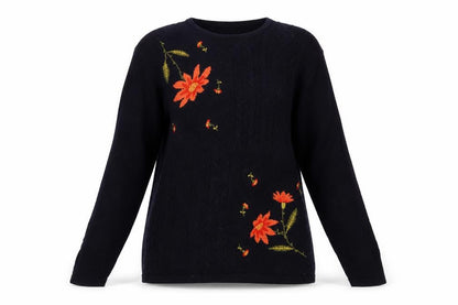 Jumper Womens Blue Crew Neck Cotton Pullover Jumper Size L