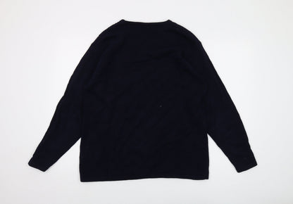 Jumper Womens Blue Crew Neck Cotton Pullover Jumper Size L