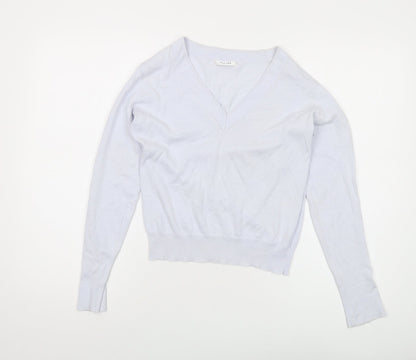 Sand Womens Blue V-Neck Cotton Pullover Jumper Size S