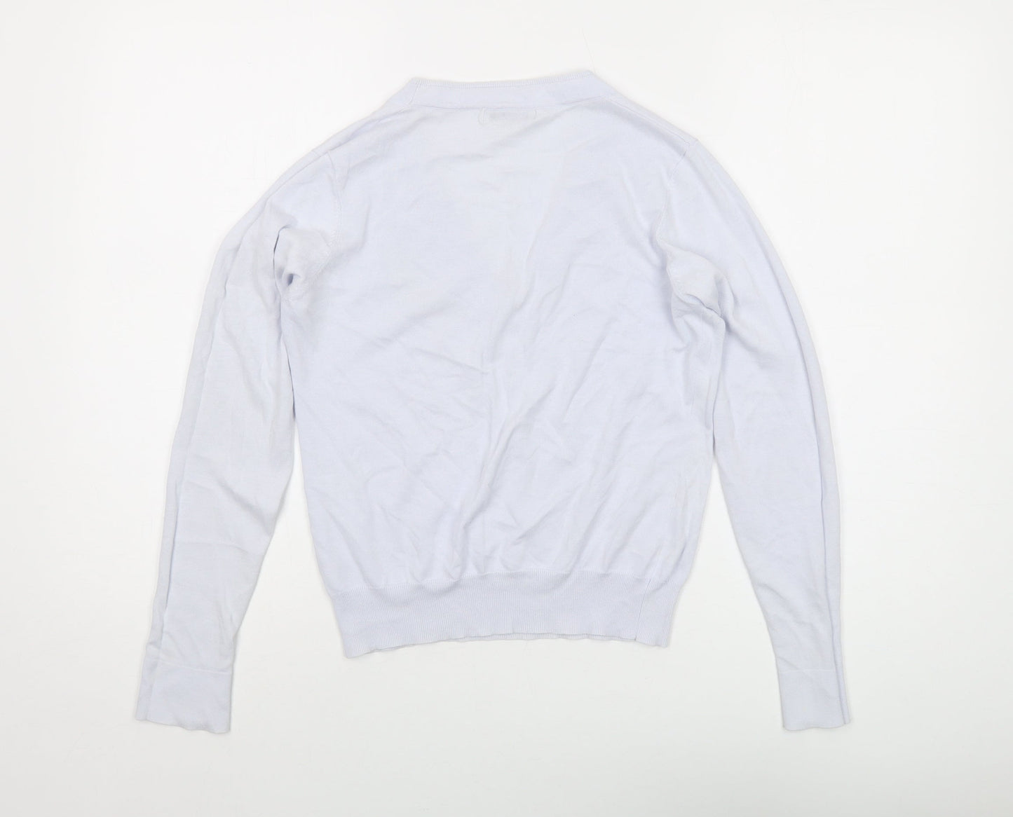 Sand Womens Blue V-Neck Cotton Pullover Jumper Size S