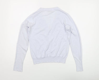 Sand Womens Blue V-Neck Cotton Pullover Jumper Size S