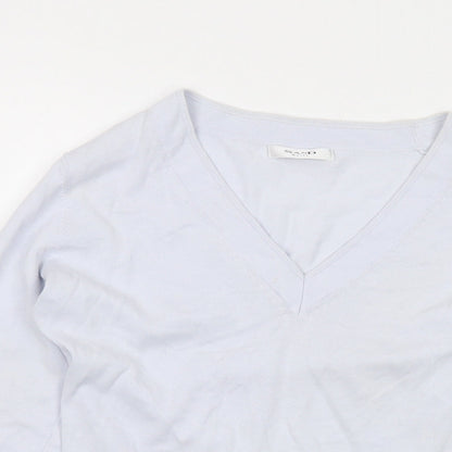 Sand Womens Blue V-Neck Cotton Pullover Jumper Size S