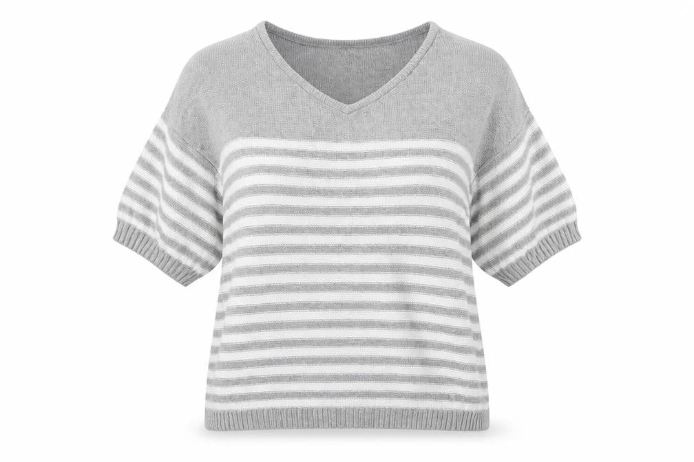 Gap Womens Gold V-Neck Striped Cotton Pullover Jumper Size M