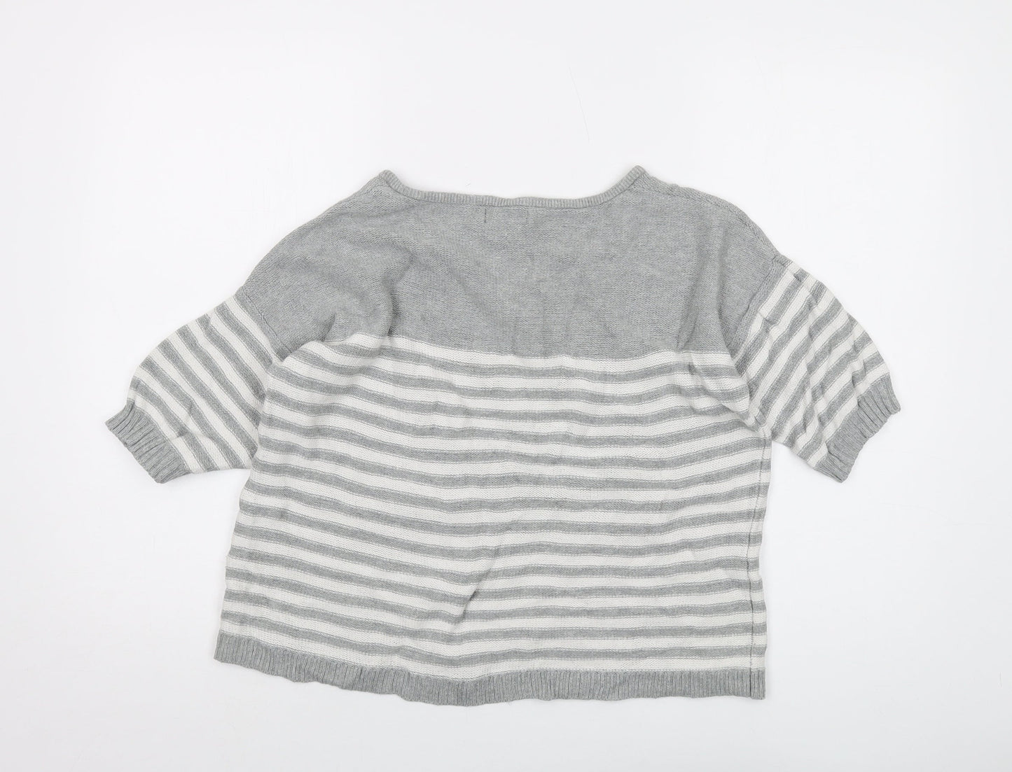 Gap Womens Gold V-Neck Striped Cotton Pullover Jumper Size M