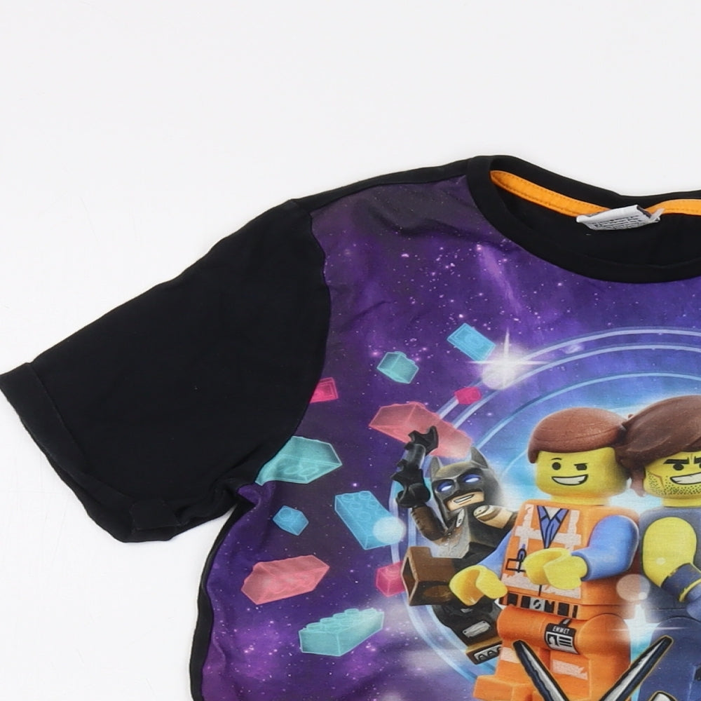 LEGO Boys Black Polyester Basic T-Shirt Size 11 Years Crew Neck Pullover
