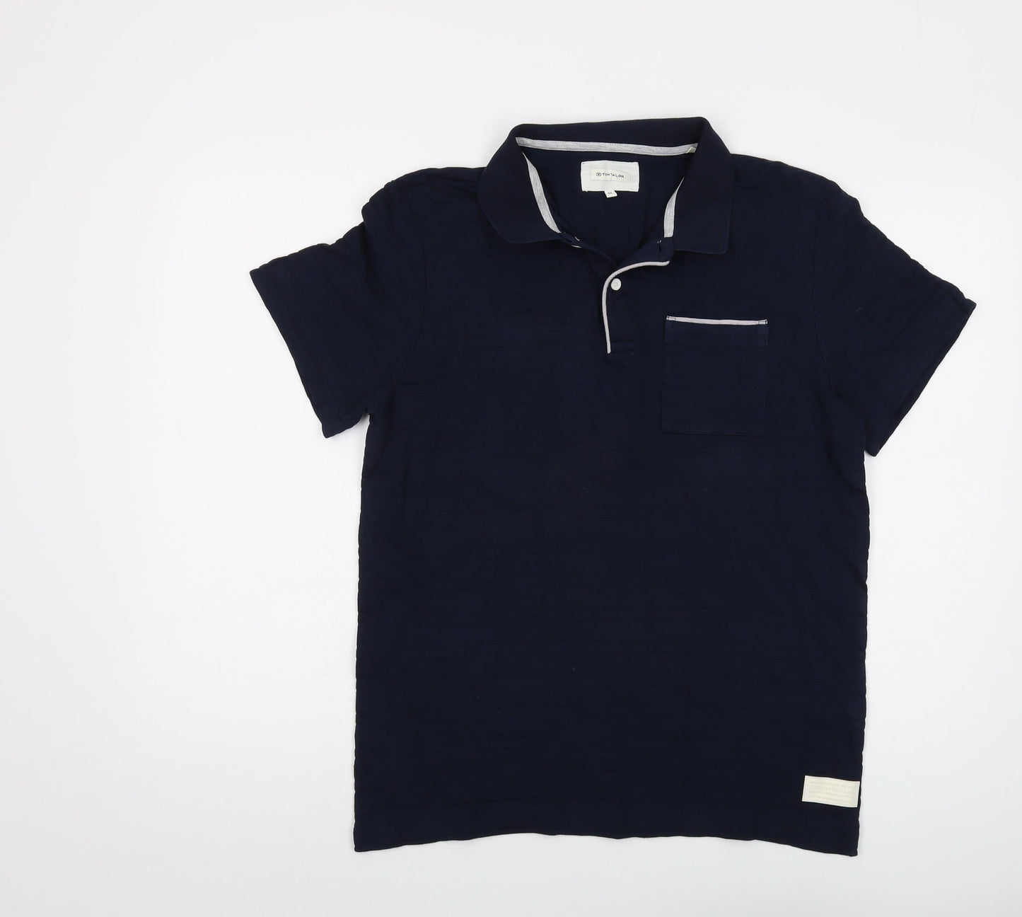 TOM TAILOR Mens Blue Cotton Polo Size M Collared Button